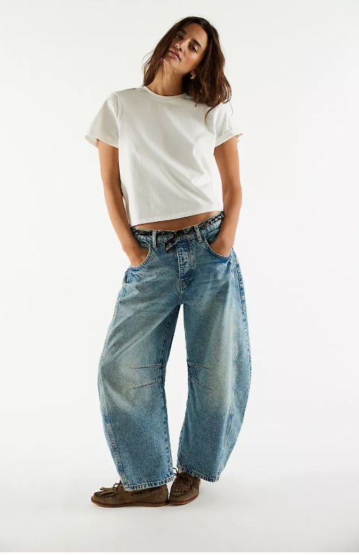 Good Luck Mid Rise Barrel Jean