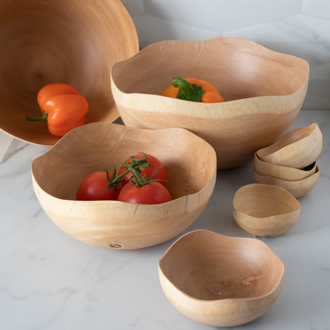 Kiln Mango Wood Wave Edge Bowl - Small