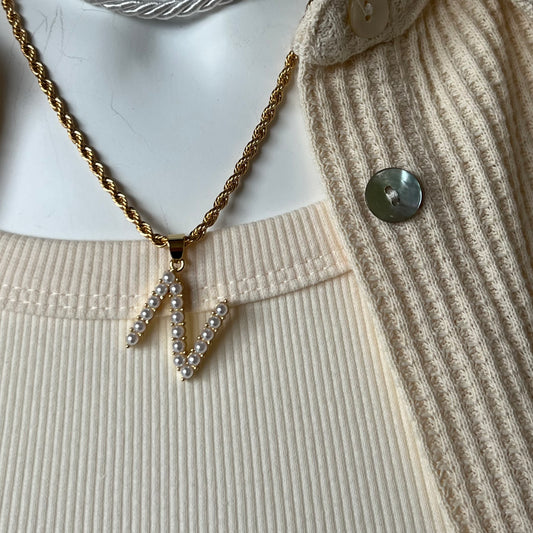 Pearl Initial Charm