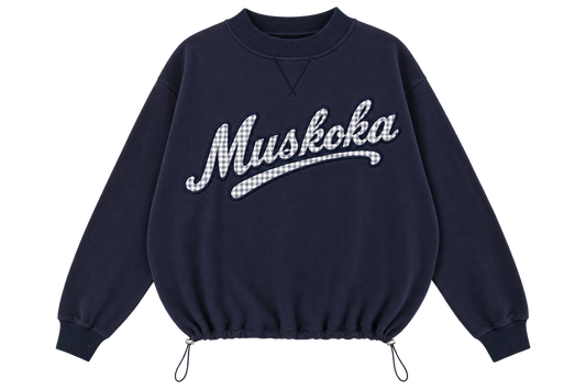 Mock Neck Embroidered fleece sweatshirt with Muskoka patch - Seasonal Resident