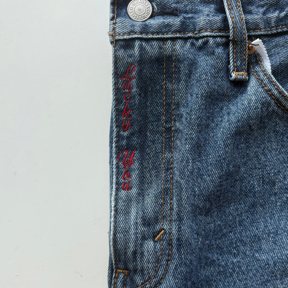 Embroidered Vintage Denim Short
