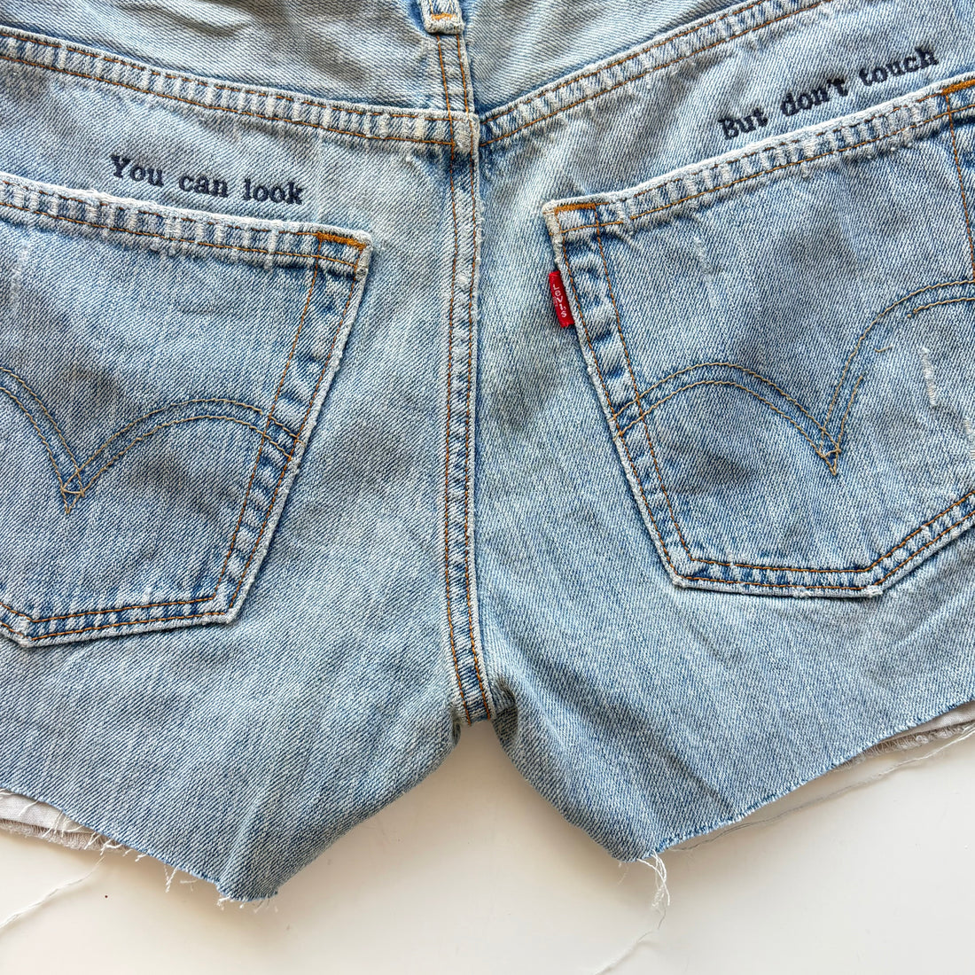 Embroidered Vintage Denim Short