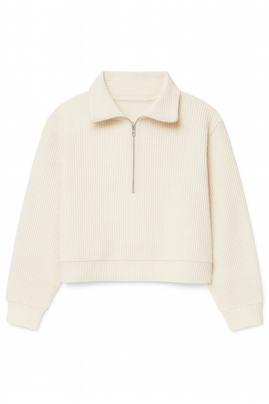 Waffle Half Zip Sweater