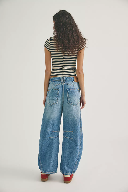 Good Luck Mid Rise Barrel Jean