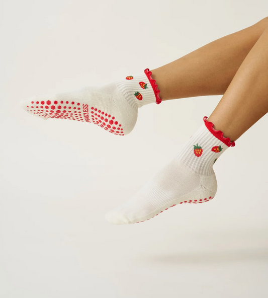 Strawberry Ruffle Grip Sock